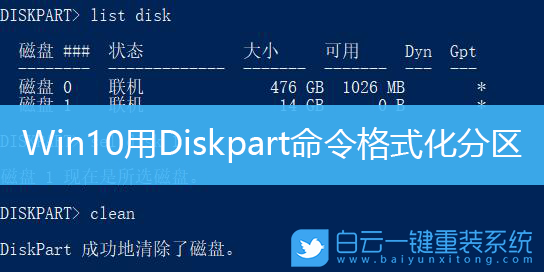 Win10,Diskpart,格式化分區(qū)步驟