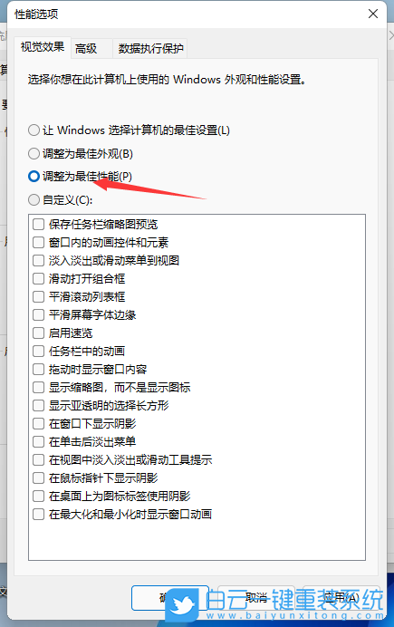 Win11,視覺效果,性能選項步驟