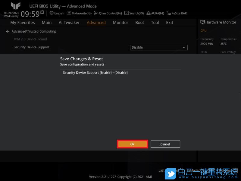 華碩主板,BIOS,關閉TPM,安全設備支持步驟
